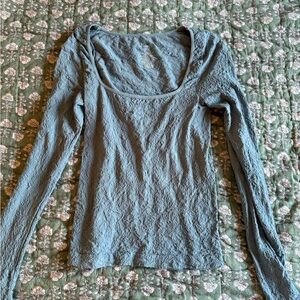 Free People Intimately Square Neck Long Sleeve Top - Dusty Blue